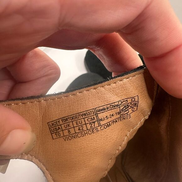 Vionic Perk Lacey Tortoise and Black Suede Slingback Block Heel Bootie 10 - Picture 9 of 10